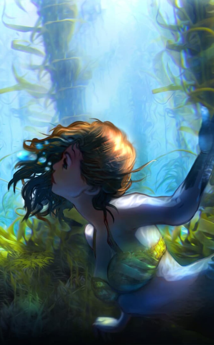 Mixed reality geolocated storyquest mermaid