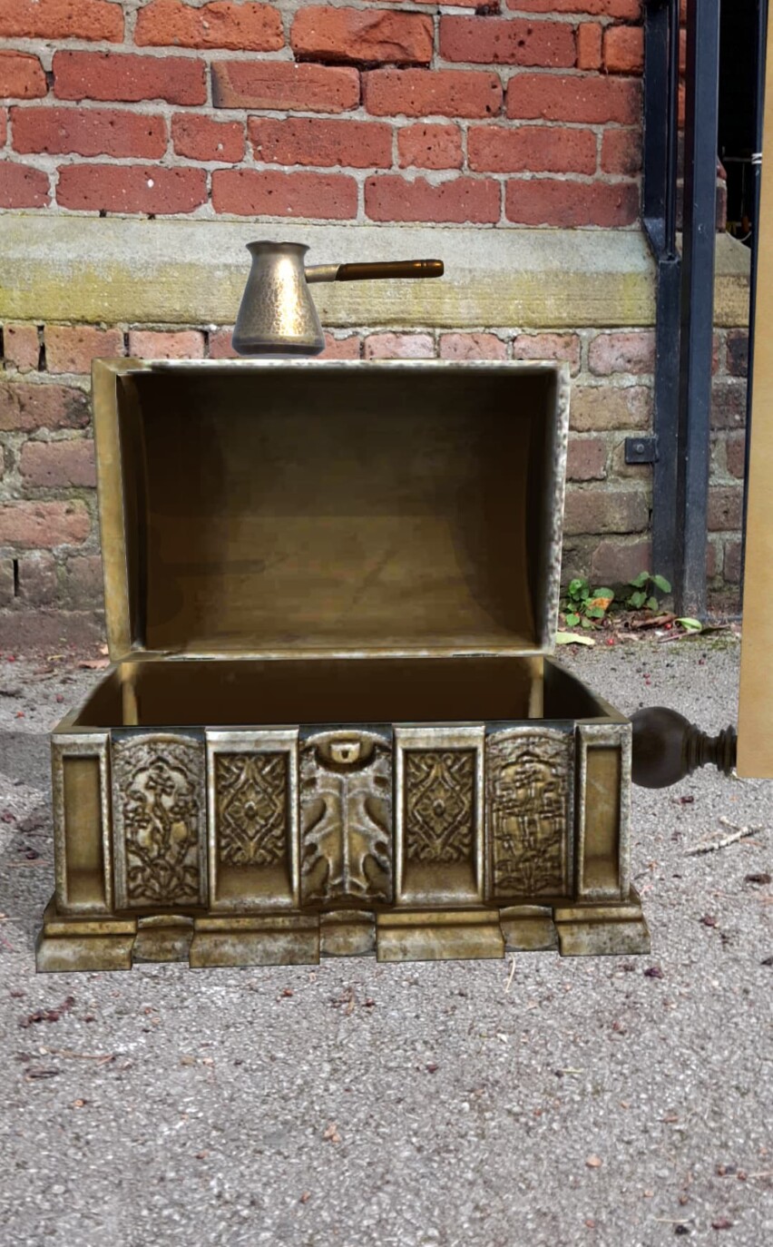 AR tourist storyquest BursAR treasure chest and scroll