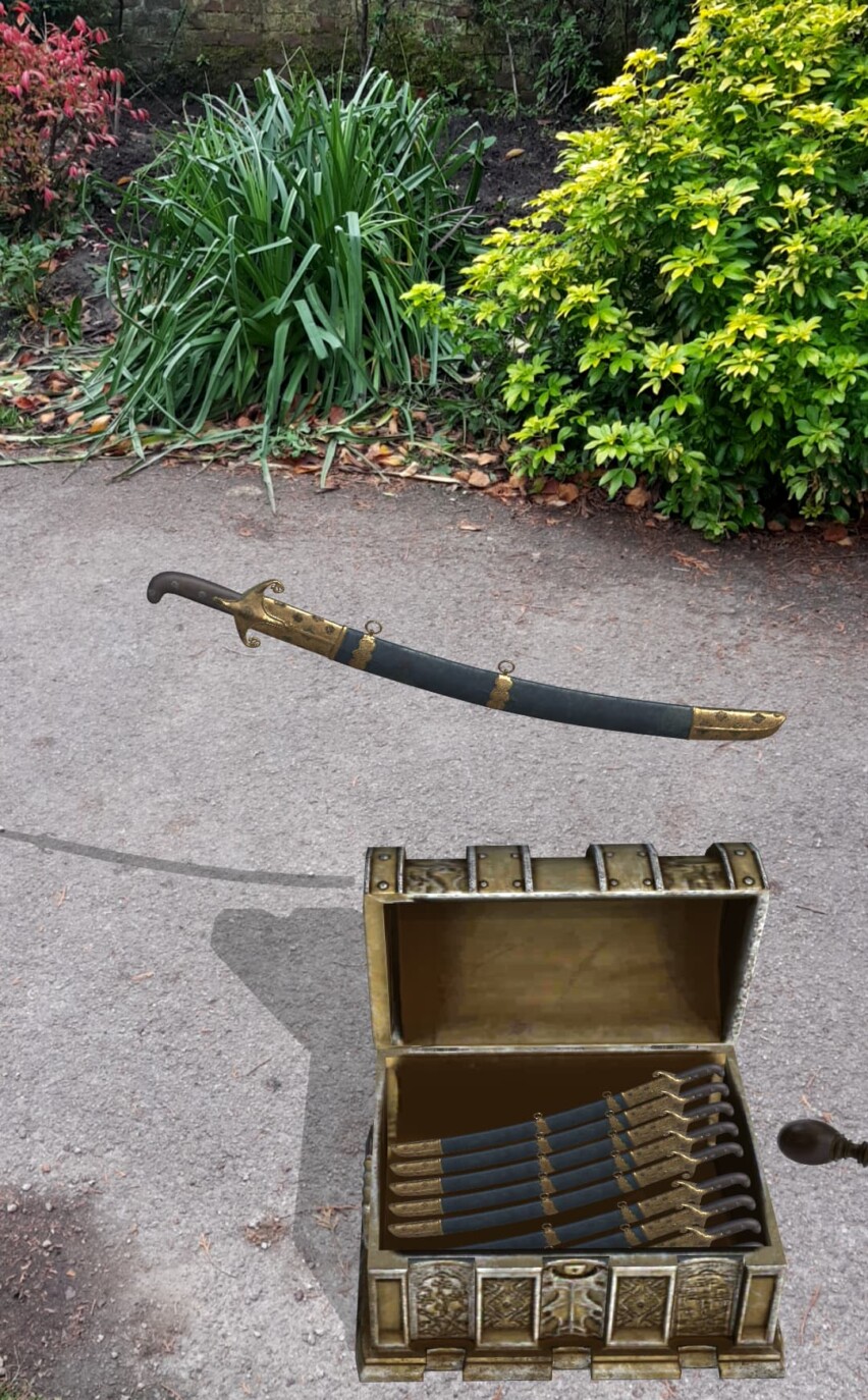 AR tourist storyquest BursAR, 3D AR model of sword
